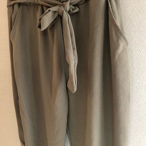 Boohoo Tie Waist Tapered Pant